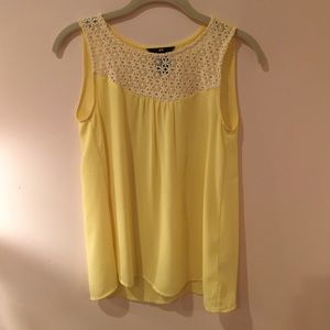 yellow lace flowy blouse