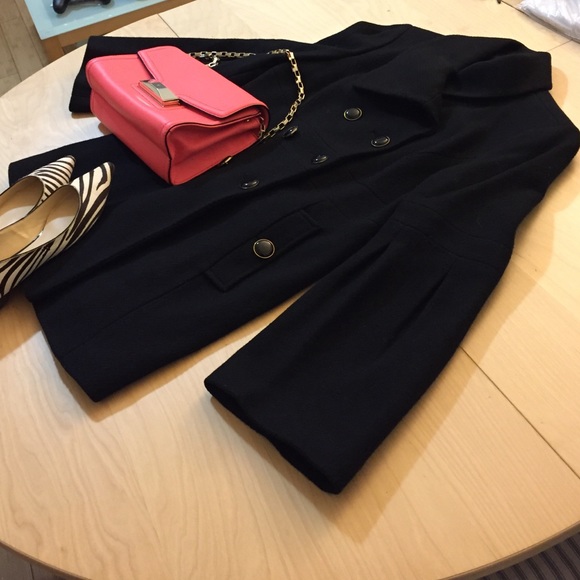 🌷HP🌷 Black Peacoat with Trumpet Sleeves - Picture 2 of 4