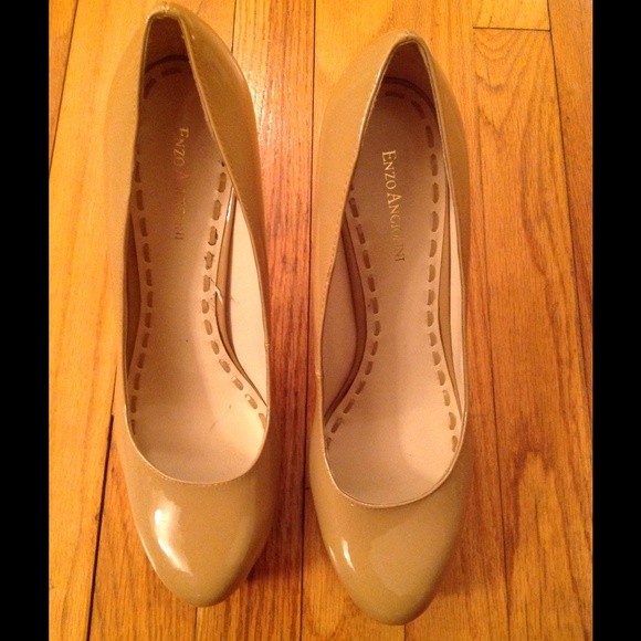 Enzo Angiolini Patent Platform Pump in Taupe