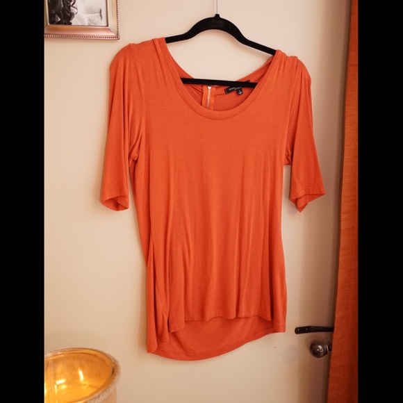 Orange Knit 3/4 Sleeve Shirt