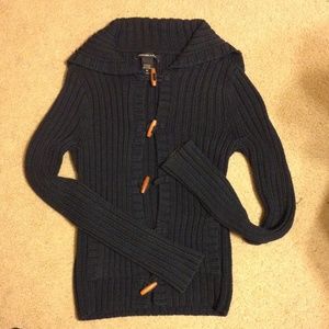 Abercrombie and Fitch Navy Blue Cable Knit Sweater