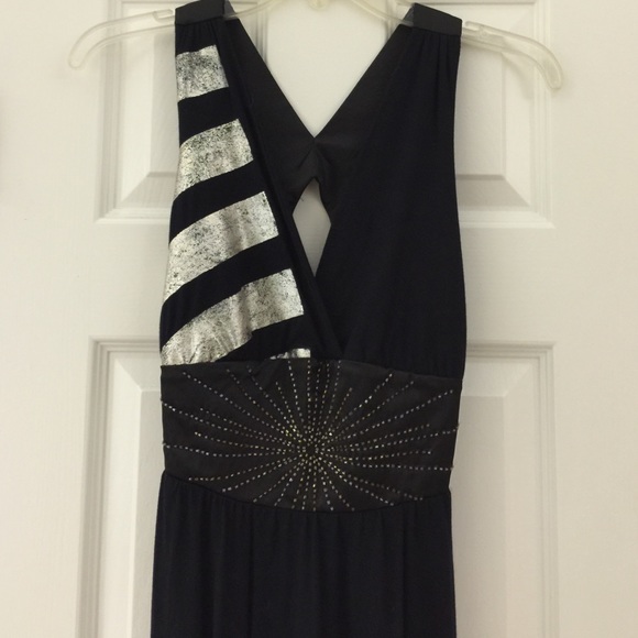 Black, beaded starburst halter dress. NWT. Size 2