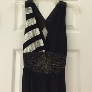 Black, beaded starburst halter dress. NWT. Size 2