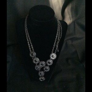 Silver and black necklace