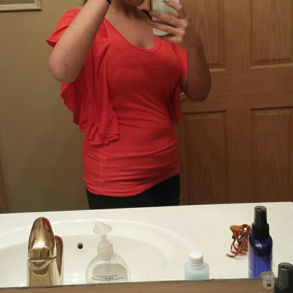 Red off the shoulder blouse - Picture 2 of 2