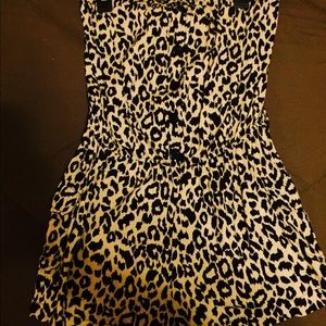 Cheetah romper with a fabric belt as well.