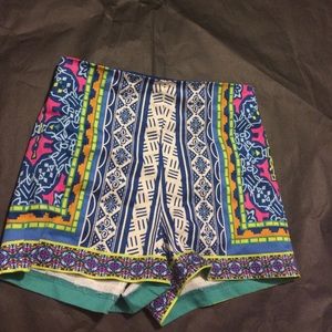 High waisted print shorts