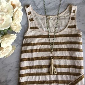 J Crew gold ribbon striped tank