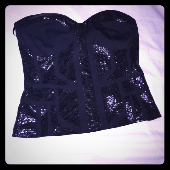 Black sparkly bustier top