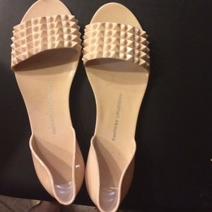 Nude slip ons