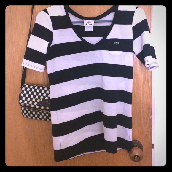 Striped Lacoste 3/4th sleeve top