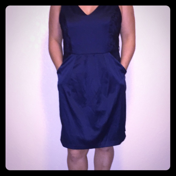 Navy satin dress