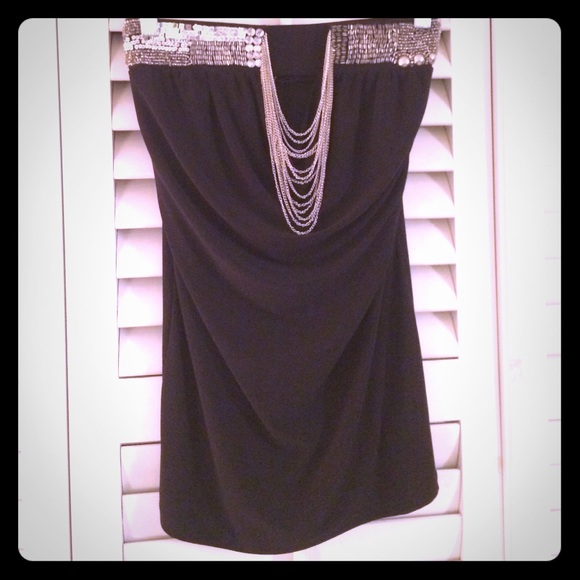 Black bejeweled tube top