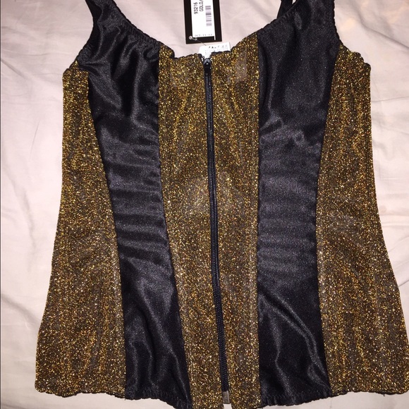 Black and gold sheer corset