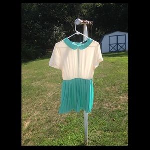 Forever 21 teal and cream button dress nwot