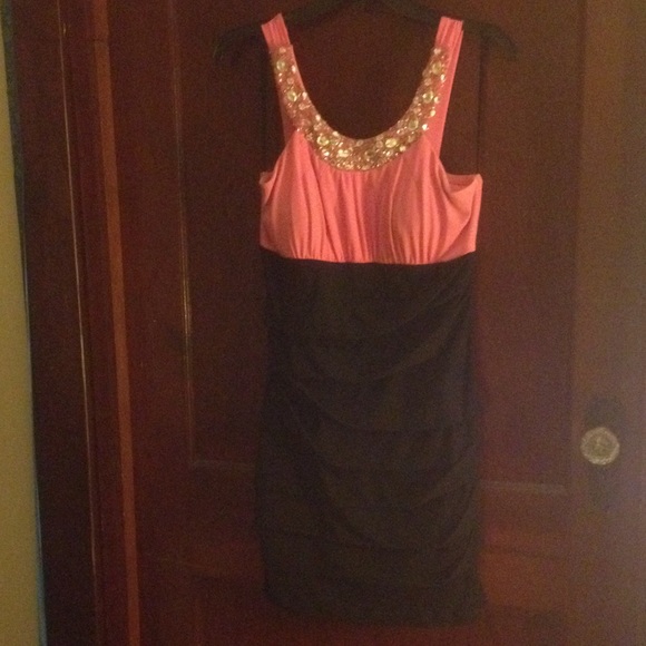 Two tone party dress with rhinestones