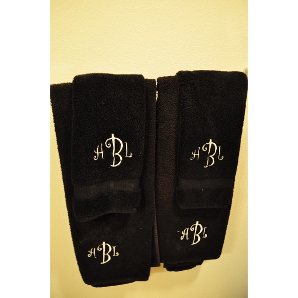 Black Monogrammed Bath Towels