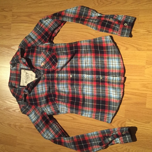 Red, blue, white, green flannel