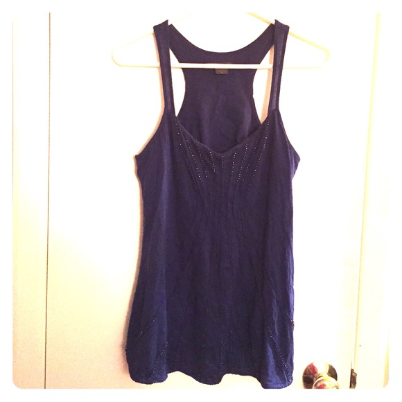 Armani Exchange Navy Blue Tank With Beaded Detail