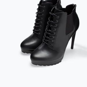 Zara High Heel Zip Up Bootie Black
