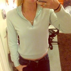 Aqua quarter-zip sweater