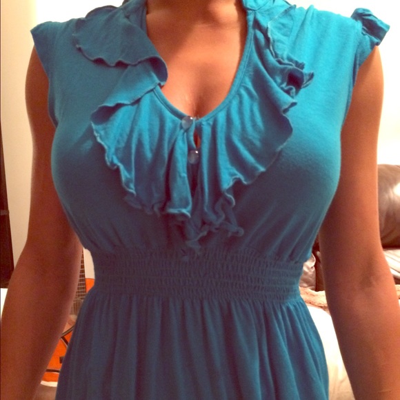 Blue ruffled top tunic