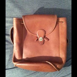 Authentic Tan Leather Coach Backpack