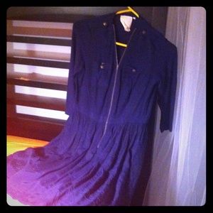 HALF OFF Navy Zip-Up Anthropologie Dress Pockets