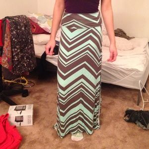Grey and turquoise striped skirt