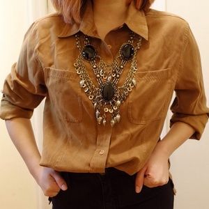 Vintage Faux Suede Western Button Down