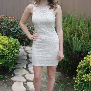 Nude & White Dress
