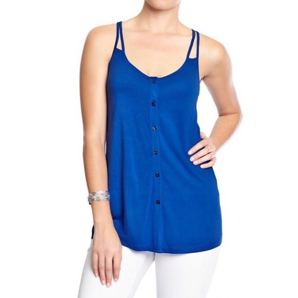 Old Navy Blue Knit Racerback Tank Top - Picture 3 of 3