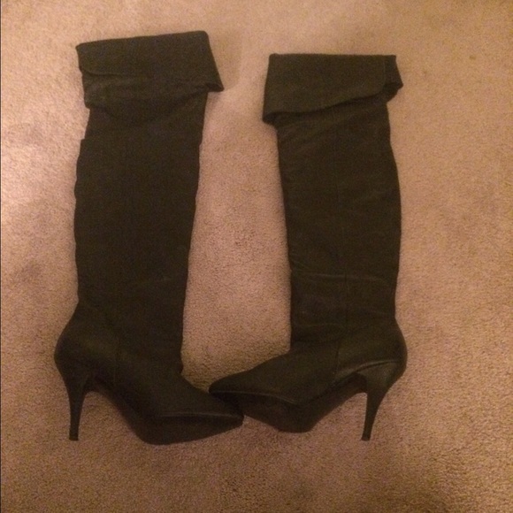 Black Leather Roxy Knee Highs