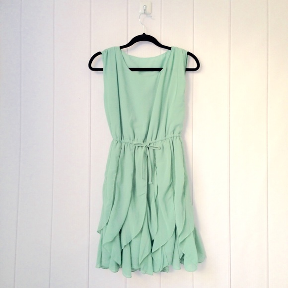 Mint Green Ruffled Dress - Picture 2 of 4