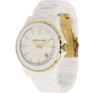 Michael Kors Women's White and Gold Hand Watch.