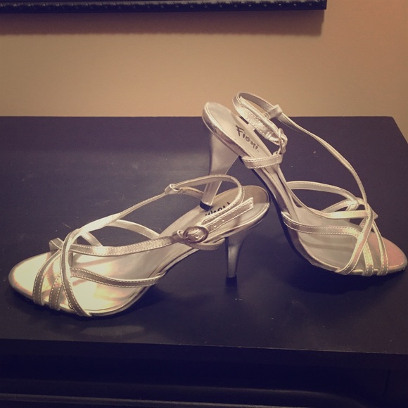 Strappy silver heels