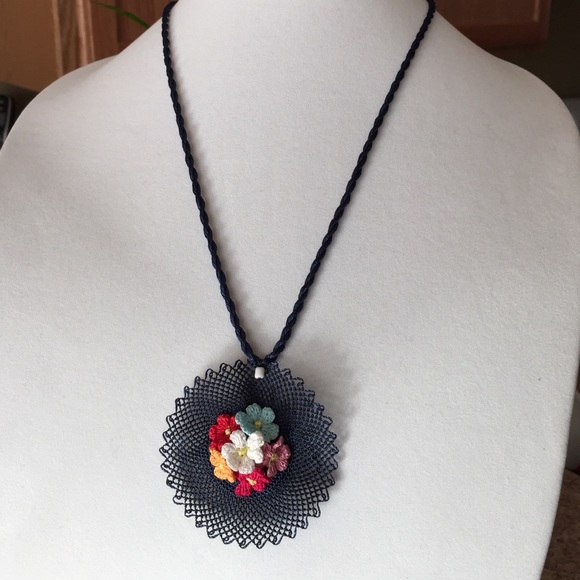 Necklace Hand Made with Silk Rope - Picture 2 of 3