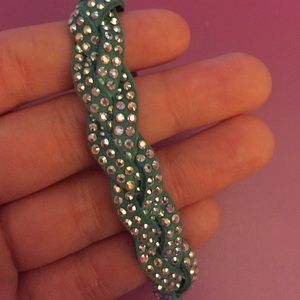 Swarovski crystal light teal braided bracelet