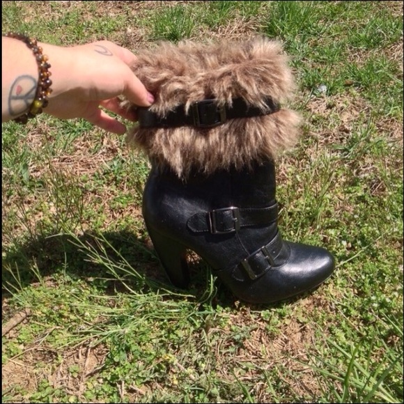 JustFab fur booties (boots)