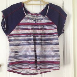 Urban Outfitters Blue & Red Geometric Pattern Tee