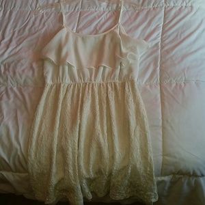 White lace ruffle dress