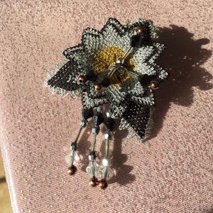 Gift Brooch Hand Made Needle and silk rope