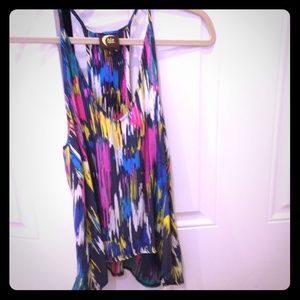 Colorful sleeveless silk top