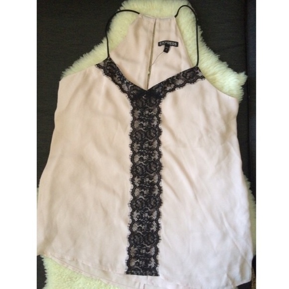 Express Top in blush pink with black lace - SM NWT