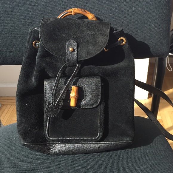 SOLD！GUCCI bamboo suede mini backpack - Picture 1 of 3