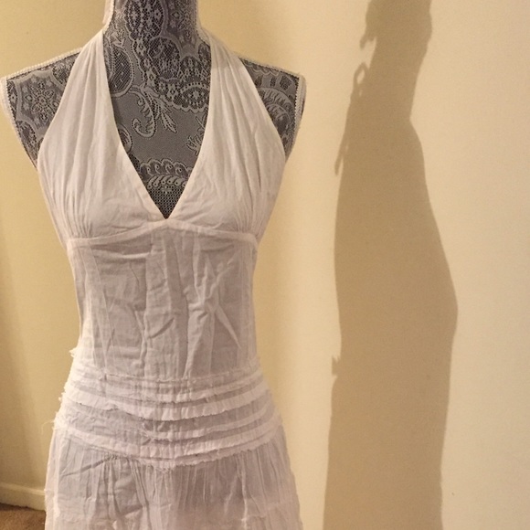 White summer open back dress