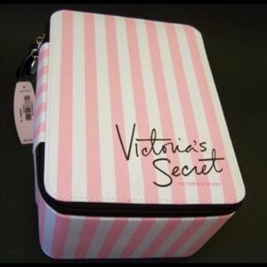 NWT VS classic stripe makeup train bag/box💗