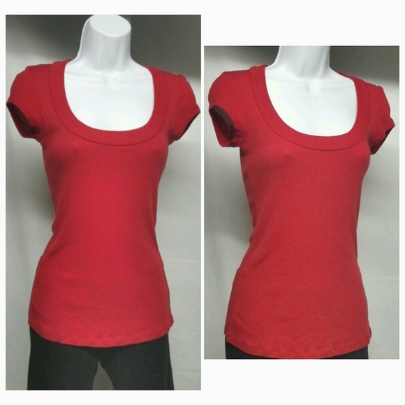Express Sexy Basics Red Short Sleeve Top