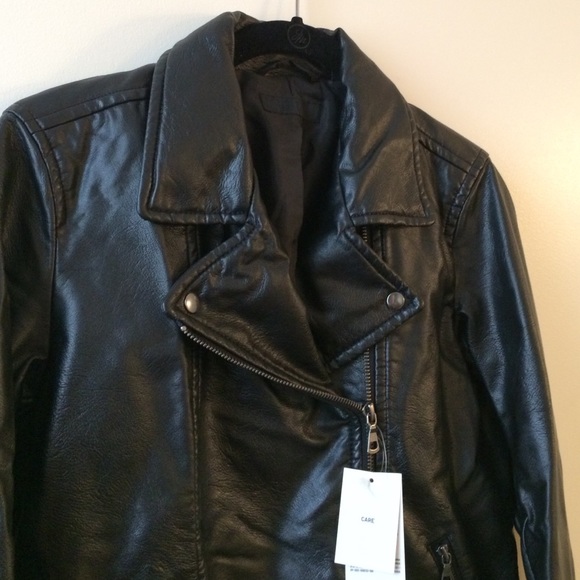 UNIQLO Jackets & Blazers - NWT Uniqlo synthetic black leather biker jacket