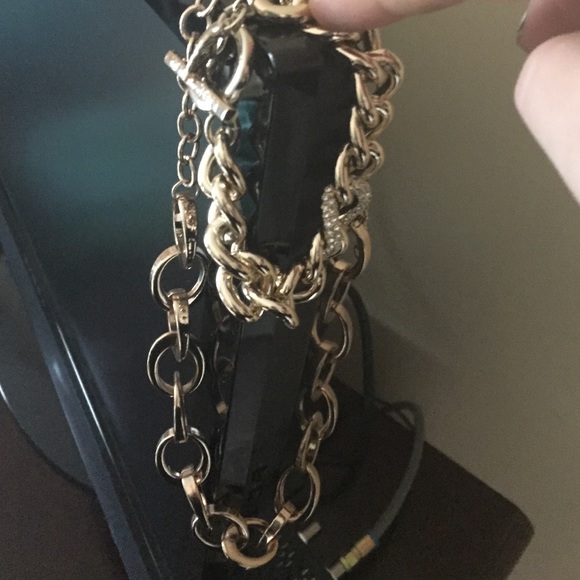 gold necklace and bracelet